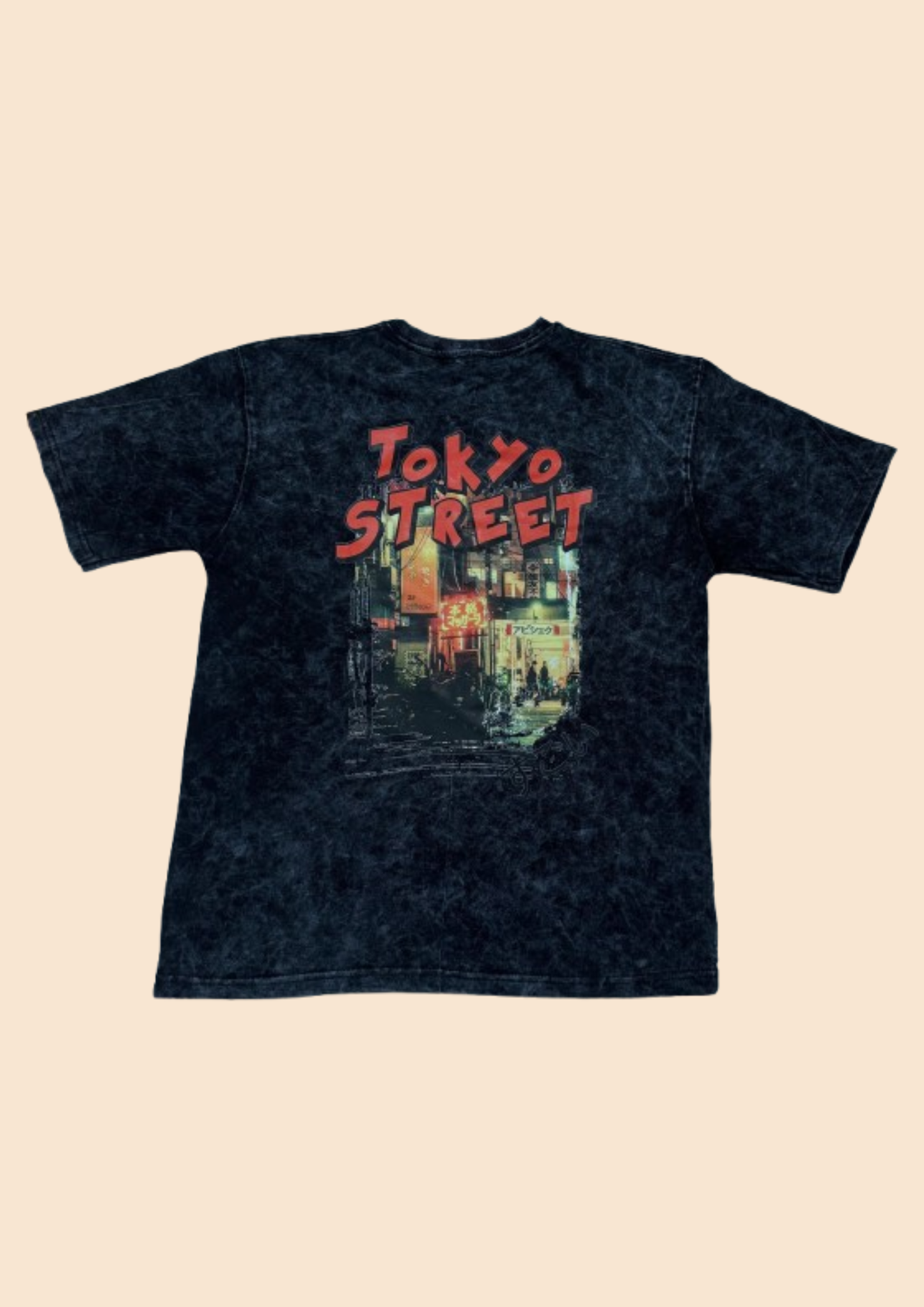 Tokyo Street Black Acid Wash Oversized Tee – Unisex | 240 GSM