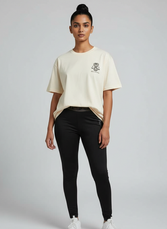 Tokyo Street Beige Oversized Tee - Unisex | 240 gsm