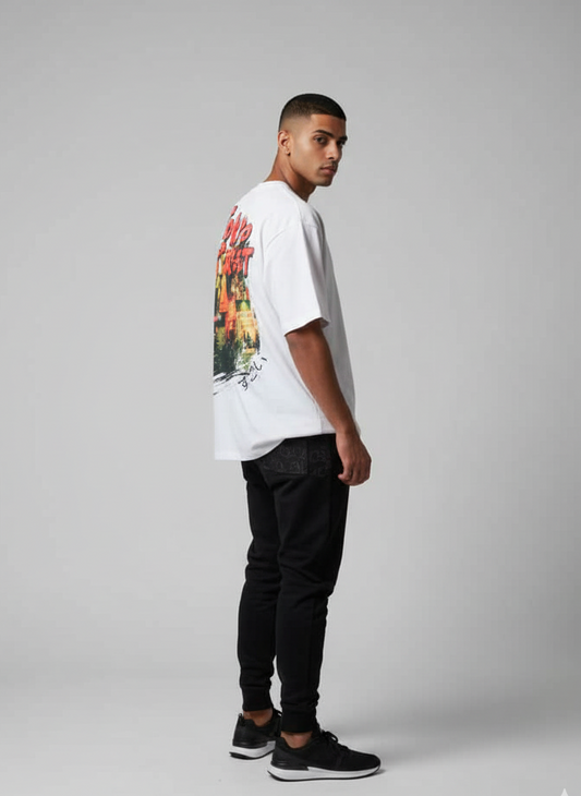 Tokyo Street White Oversized Tee - Unisex | 240gsm